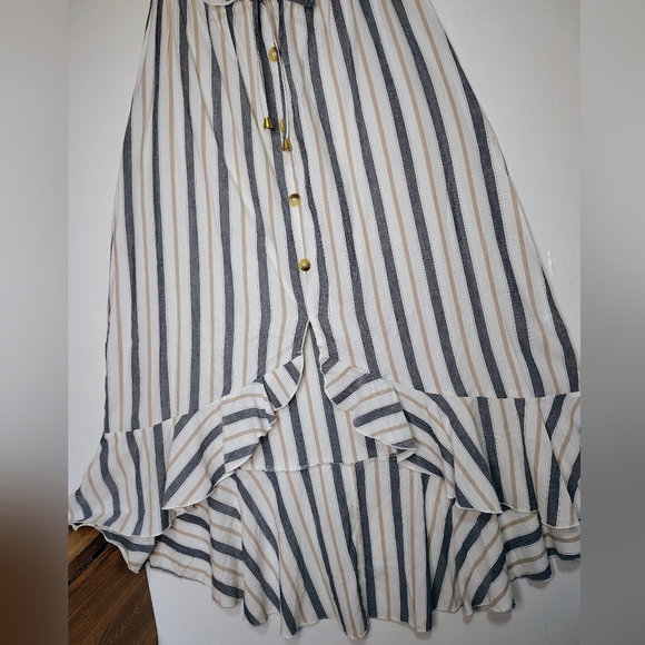 off-shoulder midi dress asymmetrical ruffle vertical lines, large, cotton blend. - Picture 7 of 16